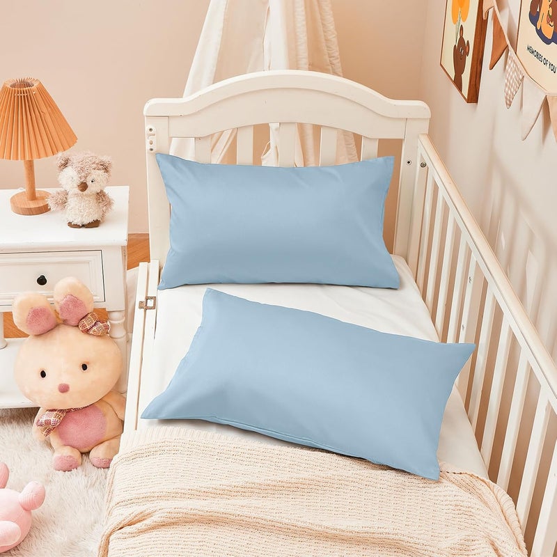 Warmstar 100% Cotton Toddler Pillowcase Set of 2, 600 Thread Count 13x18 Toddler Pillowcases Soft & Breathable, Cotton Travel Pillow Case Cover 13"x 18" with Envelope Closure, Placid Blue - Image 4
